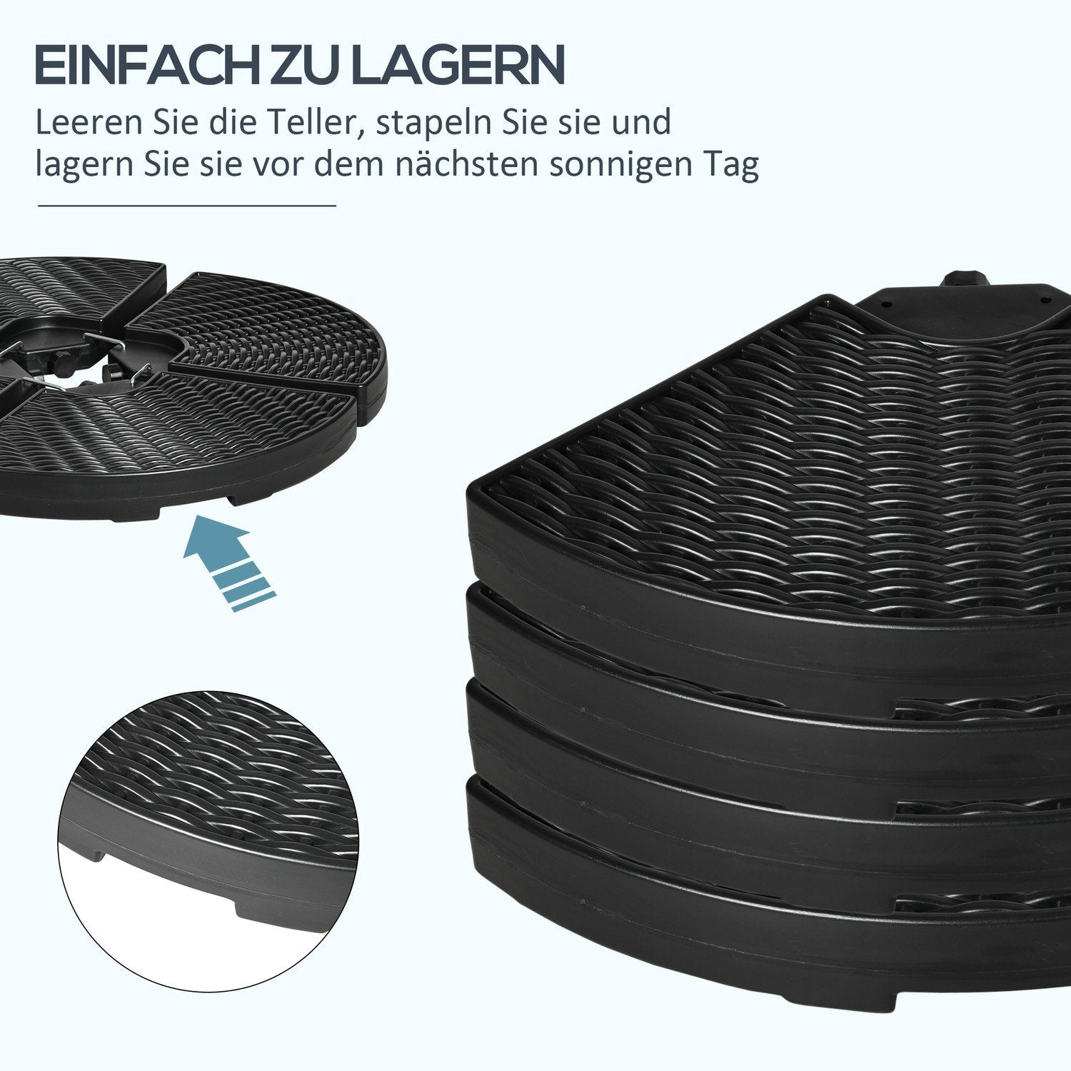 Parasollvikt Paraplyvikt För Fribärande Paraply, Väderbeständig, 52 Kg Vatten/68 Kg Sand, Hdpe