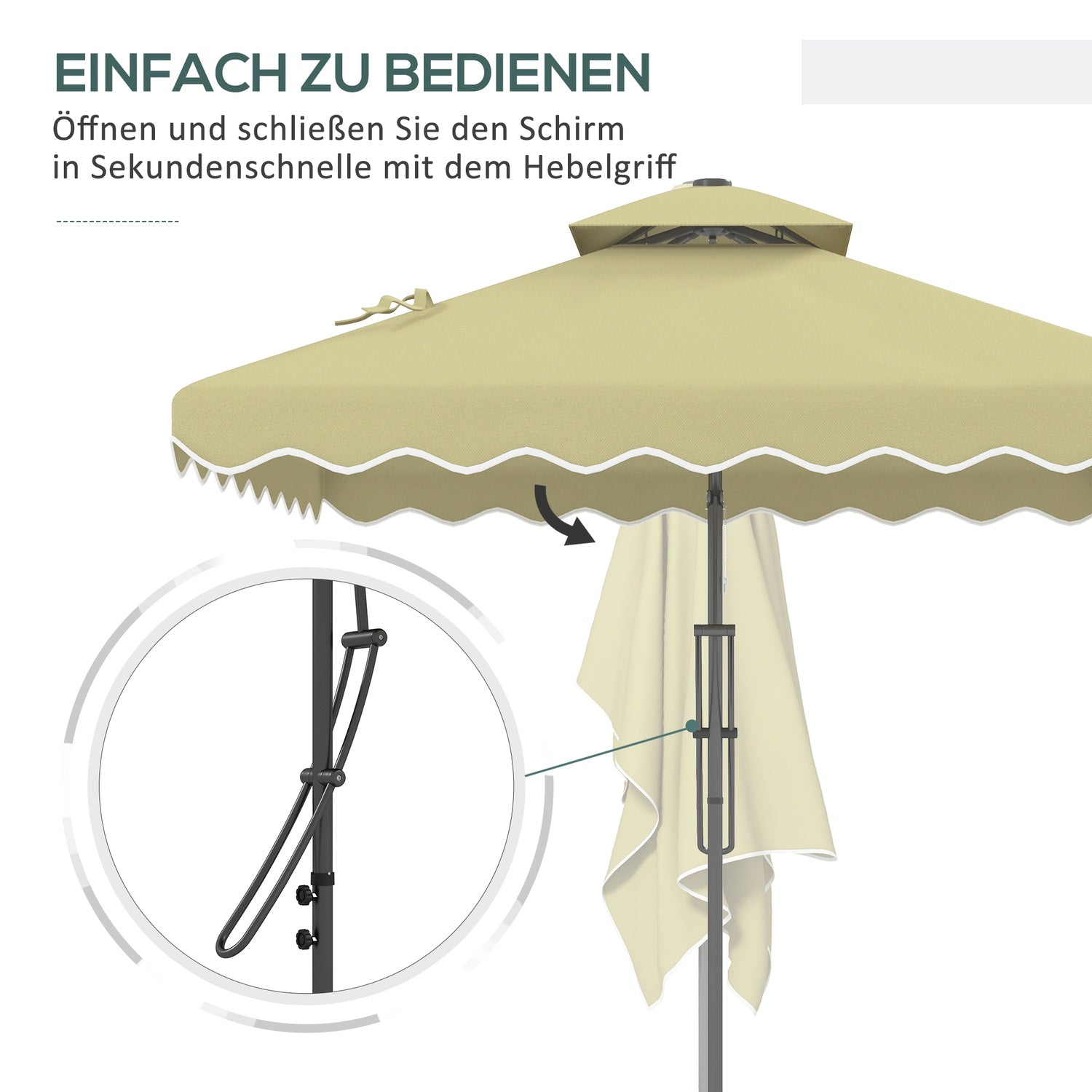 Cantilever Parasoll 243x243cm med UV-skydd & Dubbeltak