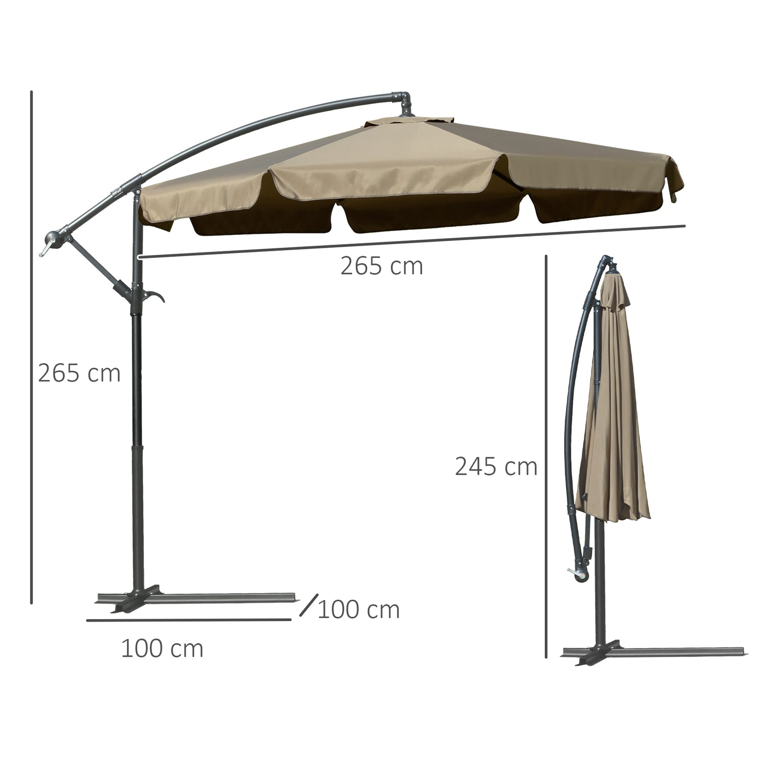 Cantilever Parasoll Paraply med vev, solskydd 2,65m