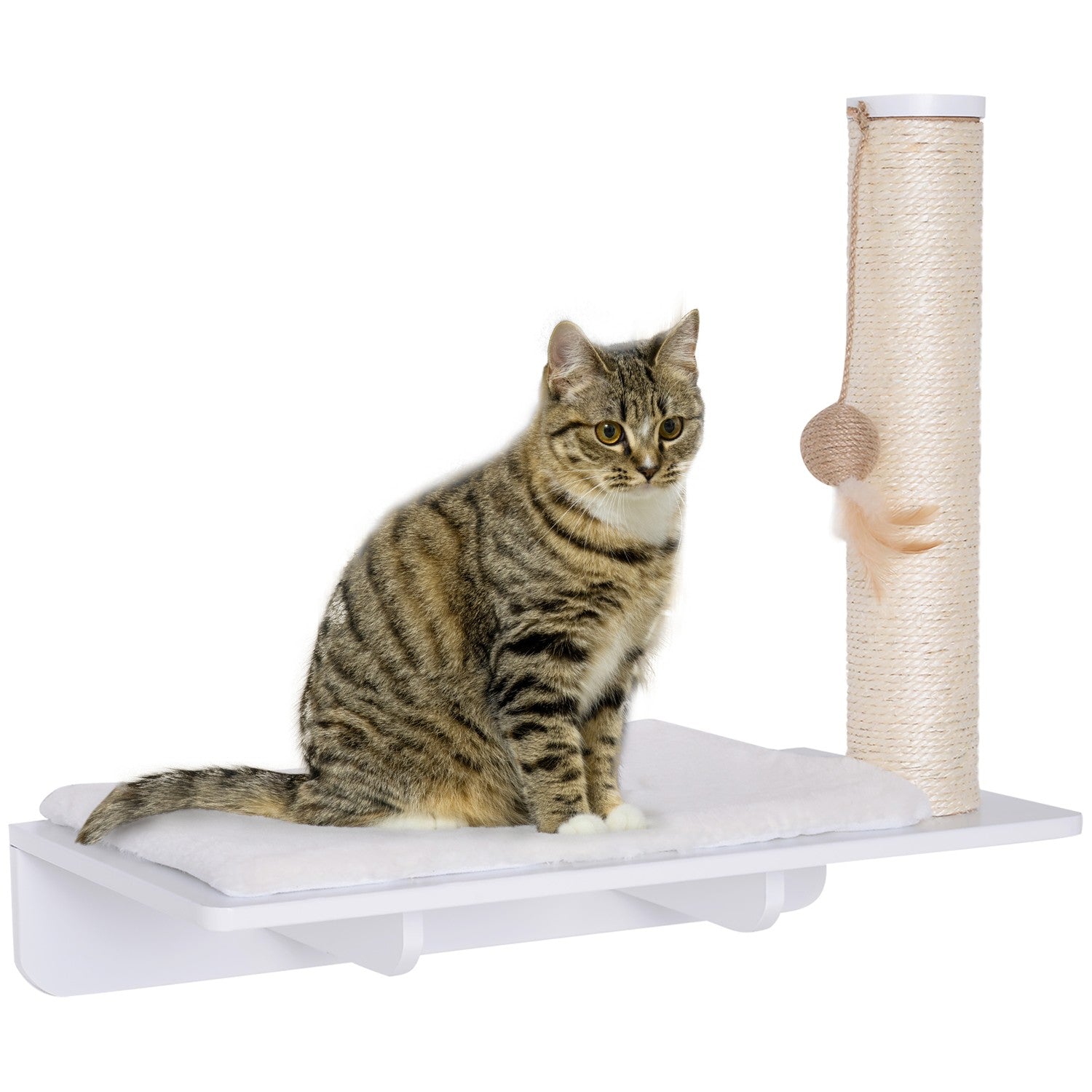Kattstol med skrapstolpe och leksak, plyschkudde, 53 cm