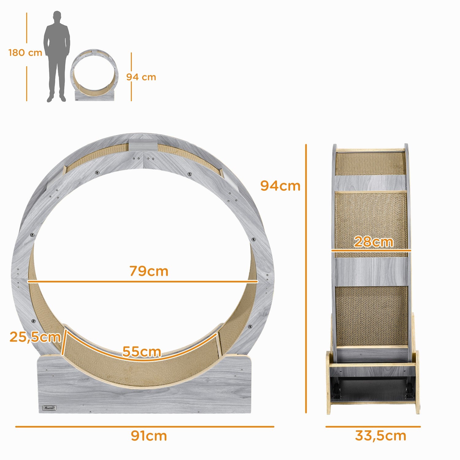 Cat Motionscykel med broms & skrapbräda, grå