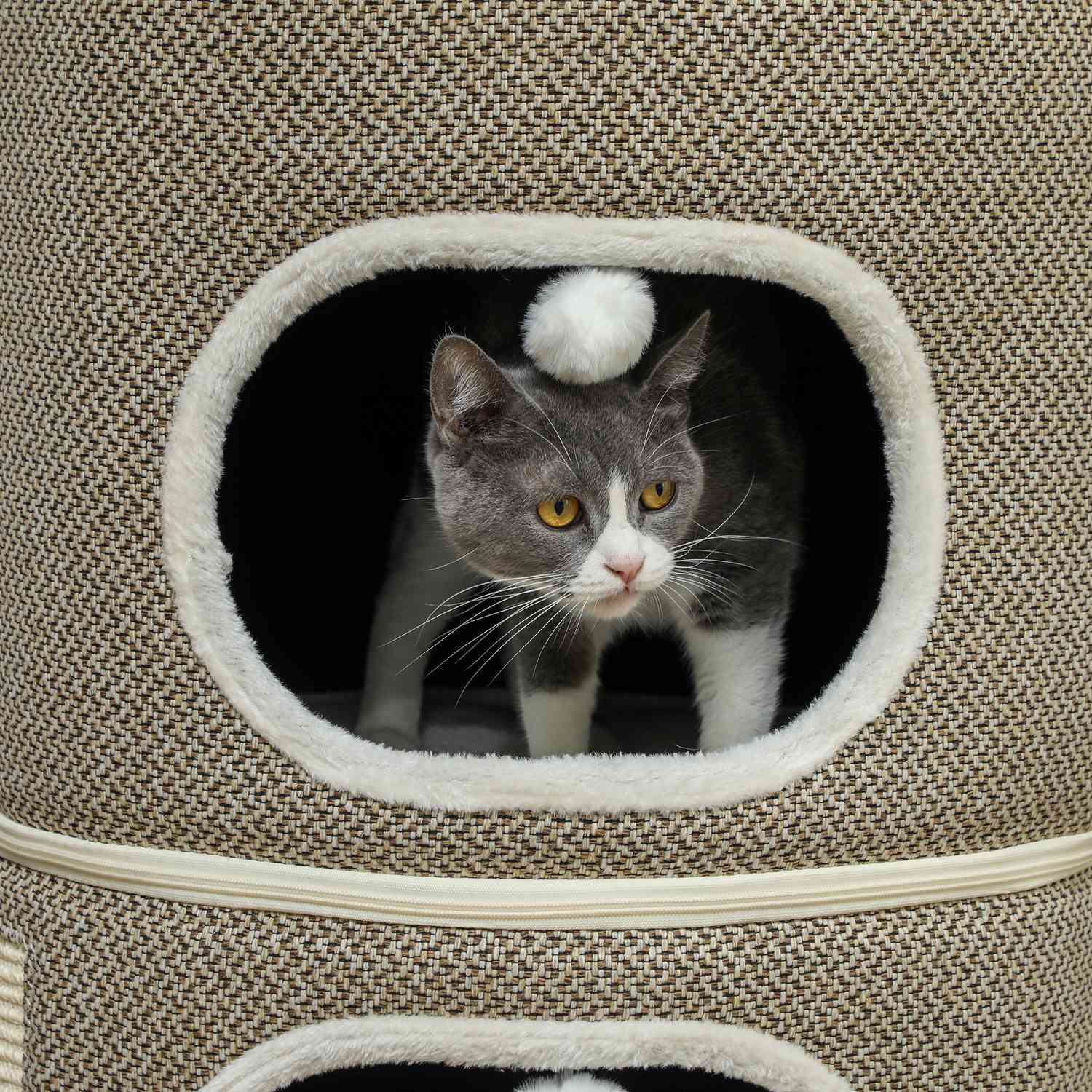 Cat Scratching Barrel – 2 grottor, sisal, 69 cm, kaffe/grädde