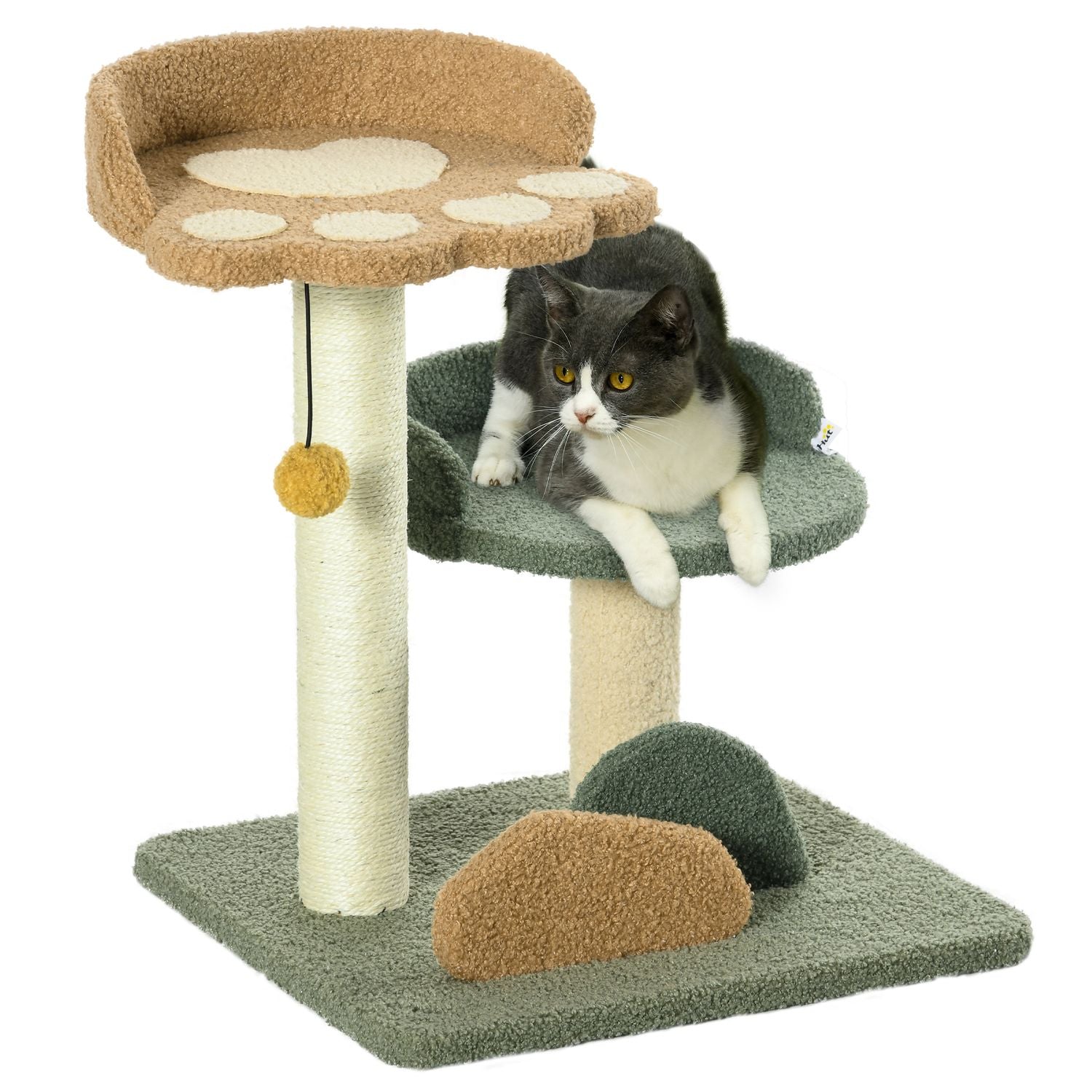 Cat Scratching Post 52 Cm, 2 Levels & Toy Ball Sisal