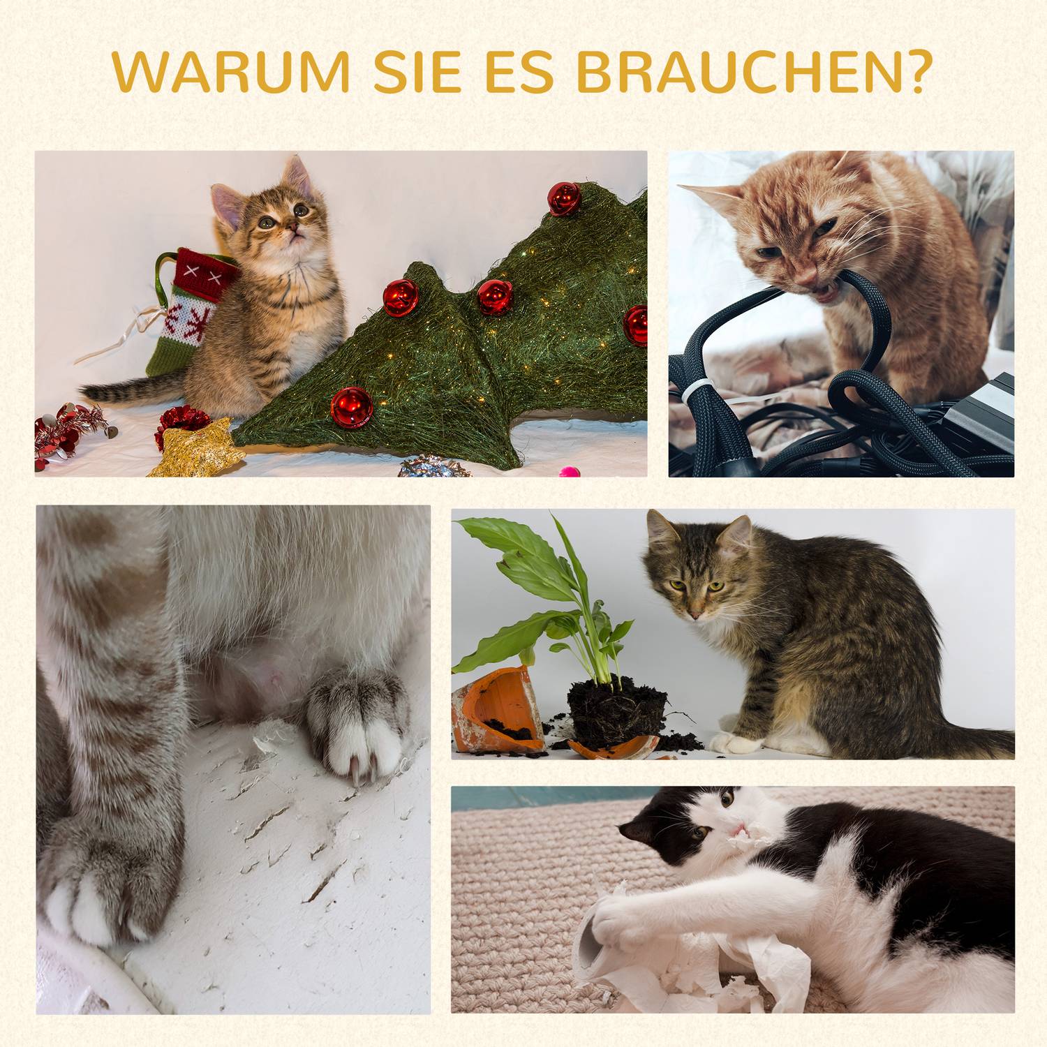 Cat Scratching Tower, ljusgrå – dubbla grottor och sisalstolpar, 91 cm