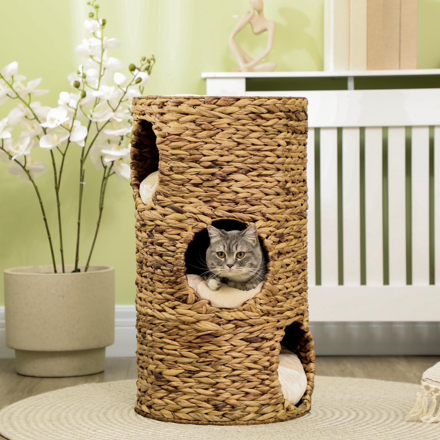 Cat Tower med 3 nivåer, dämpad, 73 cm – Vattenhyacint