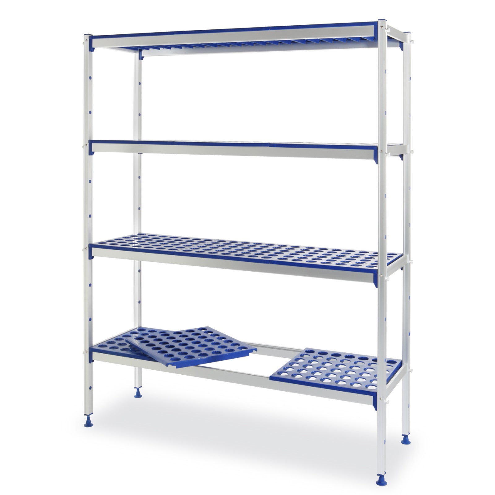 Cateringförvaringshylla i aluminium för köket för GN1/1 behållare, bredd 112cm
