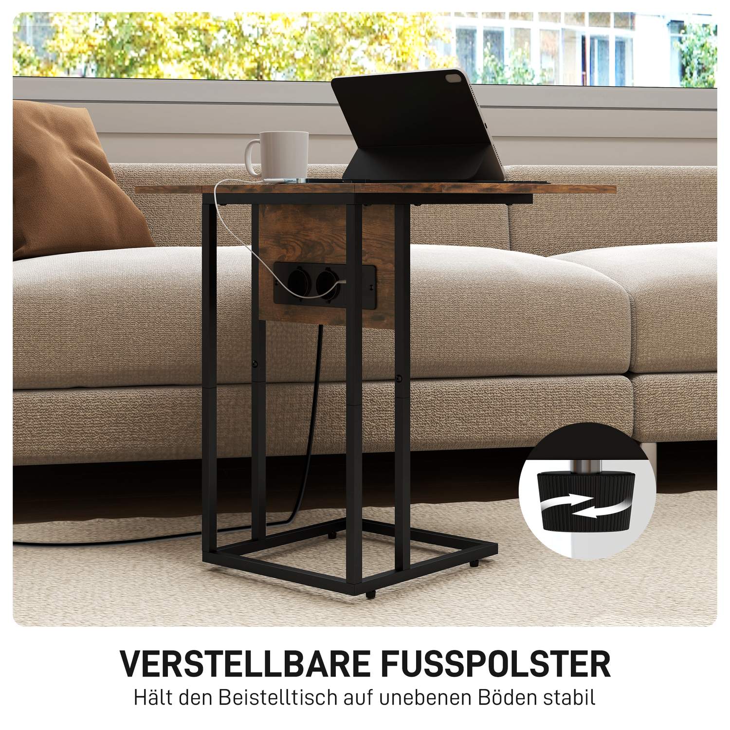 C-format sidobord med laddningsstation och hopfällbar topp