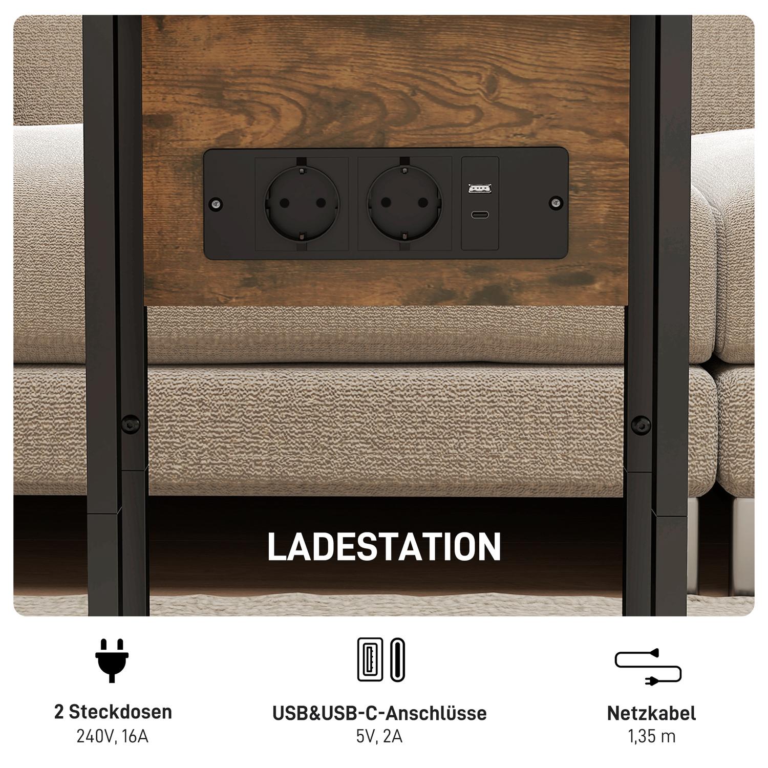 C-format sidobord med laddningsstation och hopfällbar topp