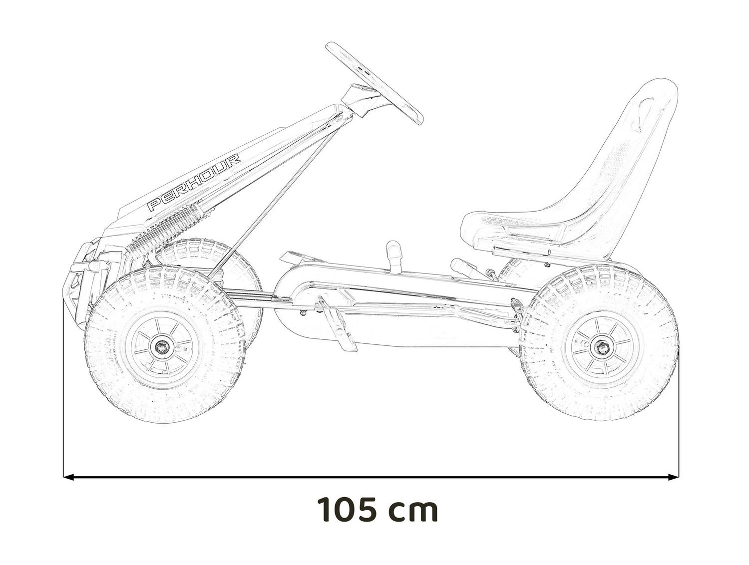 Chain Drive Pedal Go-Kart med justerbart sportssete