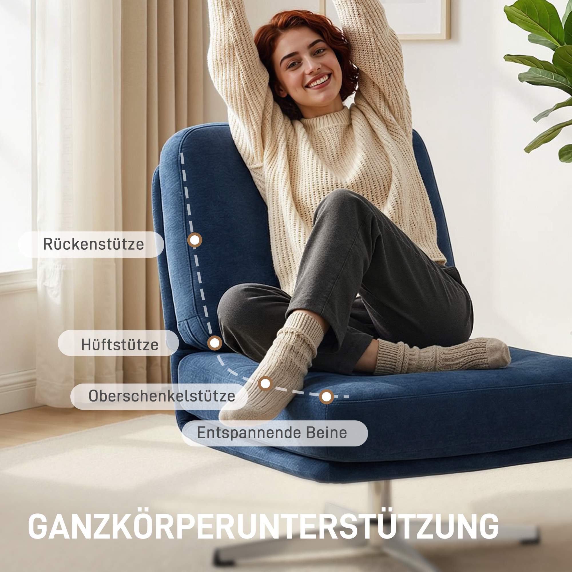 Chenille fåtölj, 360 graders vridbar, 70 cm sittbredd