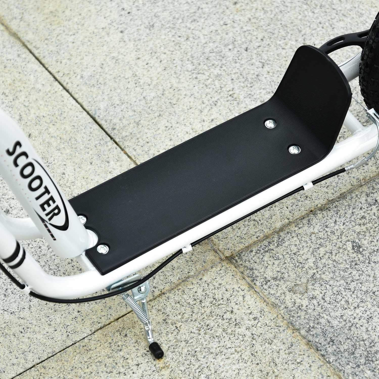 Barnescooter fra 5 år, barnescooter, byscooter med pneumatiske dekk, 12 tommer, gummi, aluminium, hvit