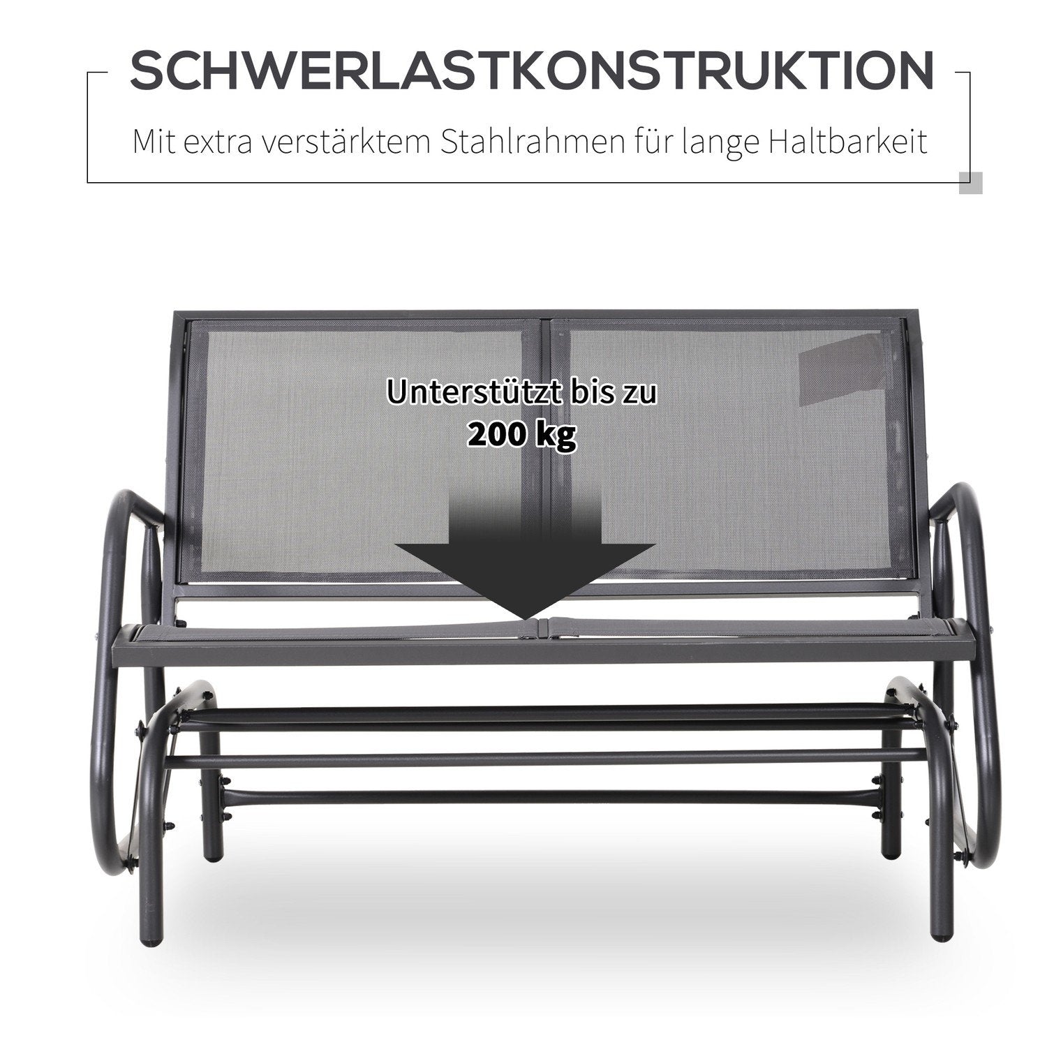 Gyngestol 2-seters hagebenk hage huske sete parkbenk metall hagemøbler Grå 120 X 70 X 85 Cm