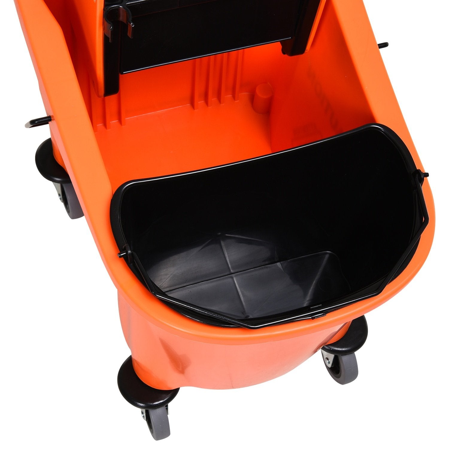 Städvagn, Mobil Hink Med Vridanordning, 36 Liter, Svart/Orange, 54X41X91,5Cm, För Professionell Rengöring