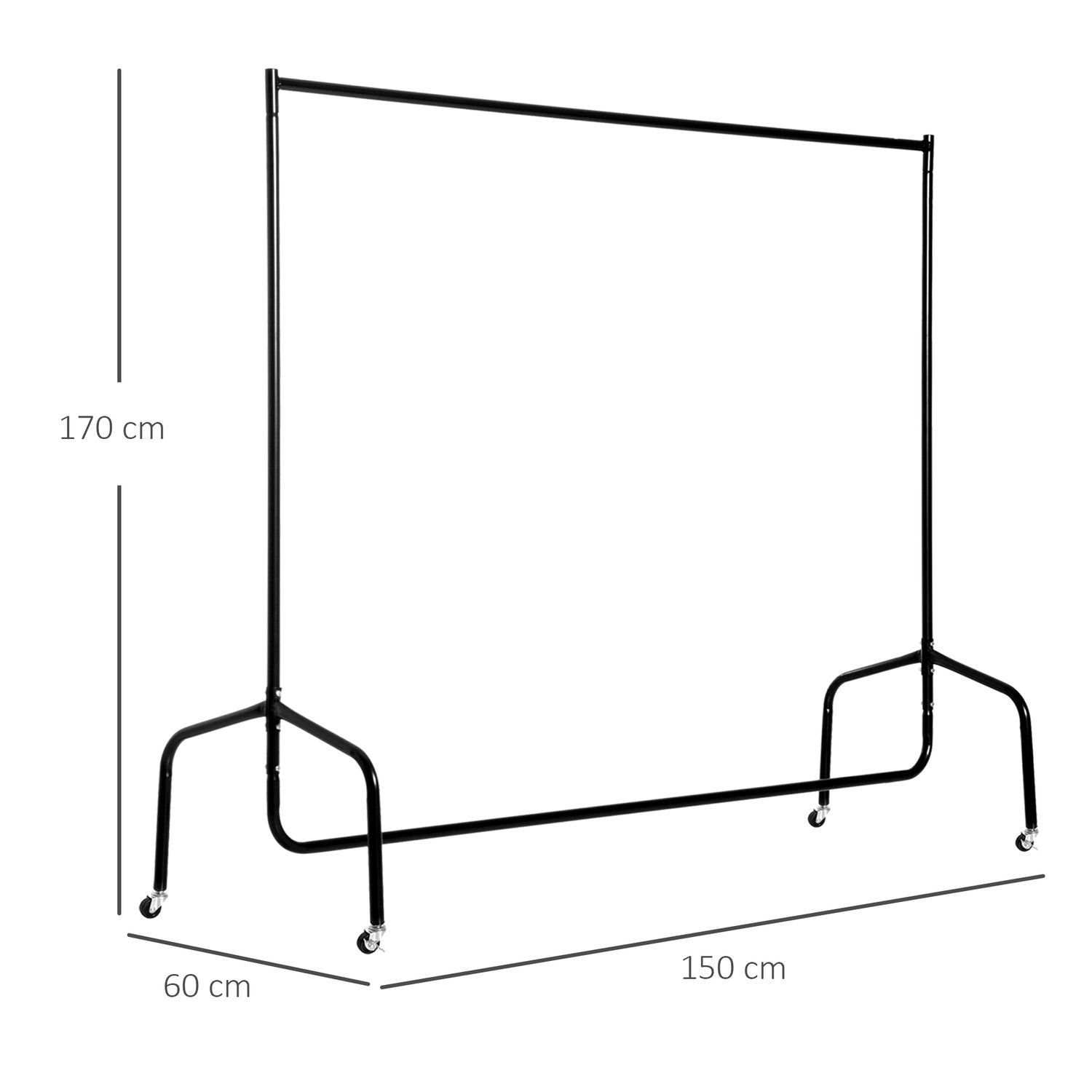 Klesstativ, Stort klesstativ, Klesstativ, 150X60X170Cm, Enkel å montere, Robust