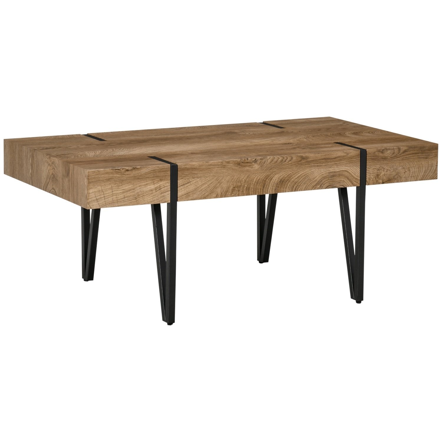 Salongbord Sidebord Sofabord med justerbare fotstøtter Stuebord Industriell design Mdf metall naturtre 105 X 60 X 42 Cm