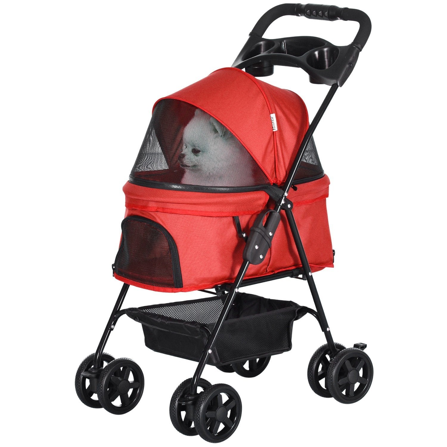 Dog Buggy Vikbar Oxford Röd 67X45X96Cm Små Hundar & Katter