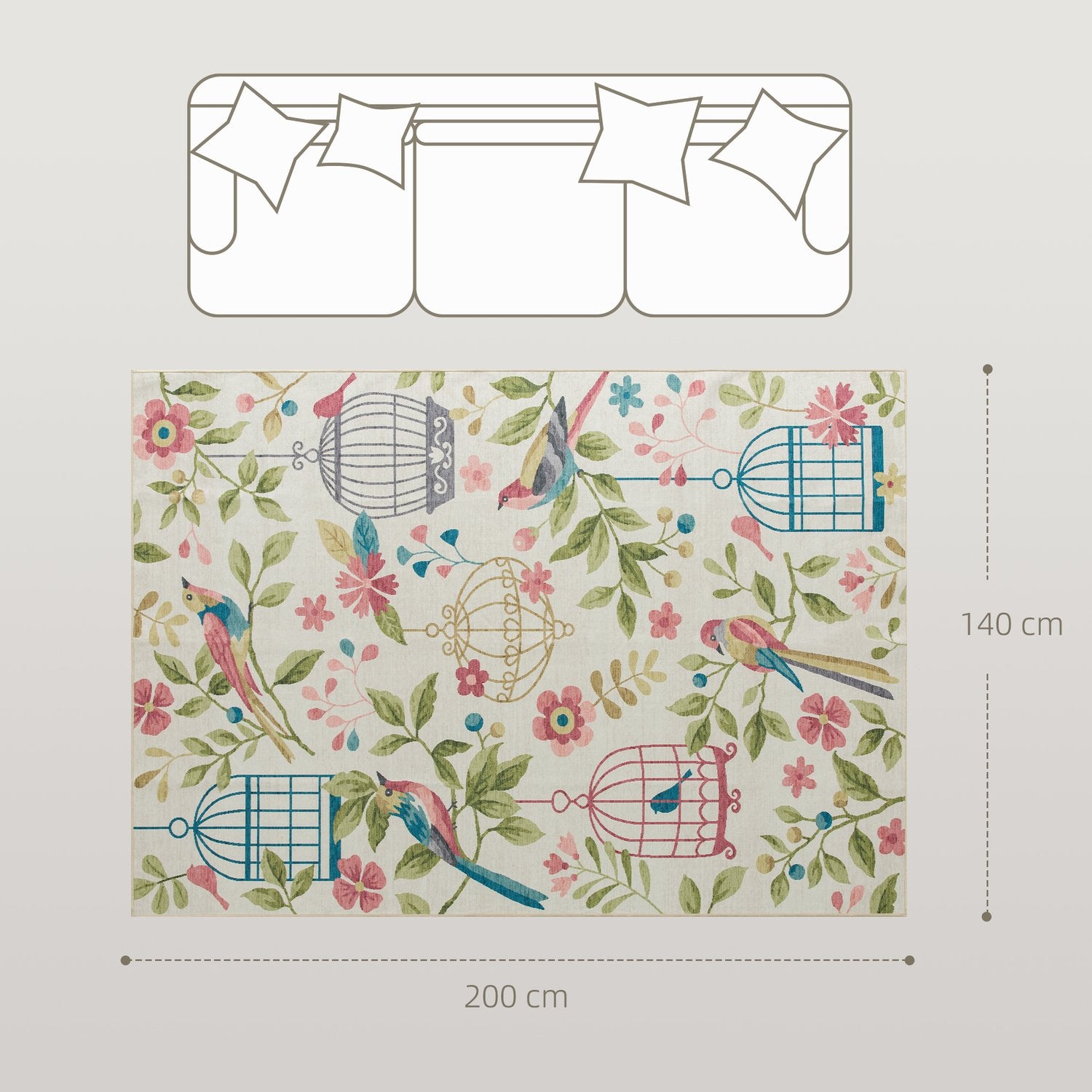 Country Matta, Polyester, Halkfri, Lättskött, 200x140 cm