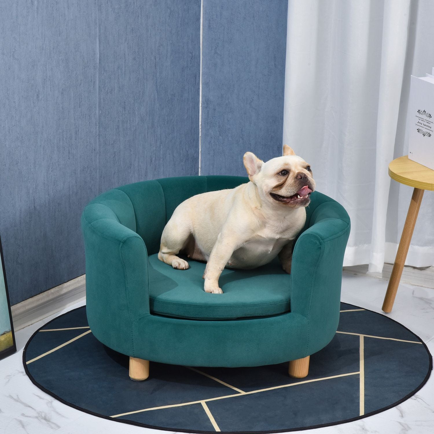 Hundeseng Elegant hundesofa med mykt trekk og treben, 65X64X37cm