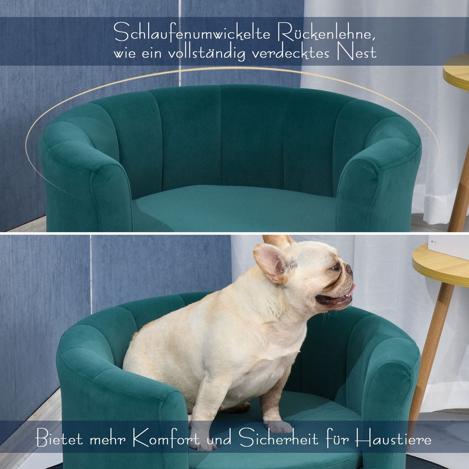 Hundeseng Elegant hundesofa med mykt trekk og treben, 65X64X37cm