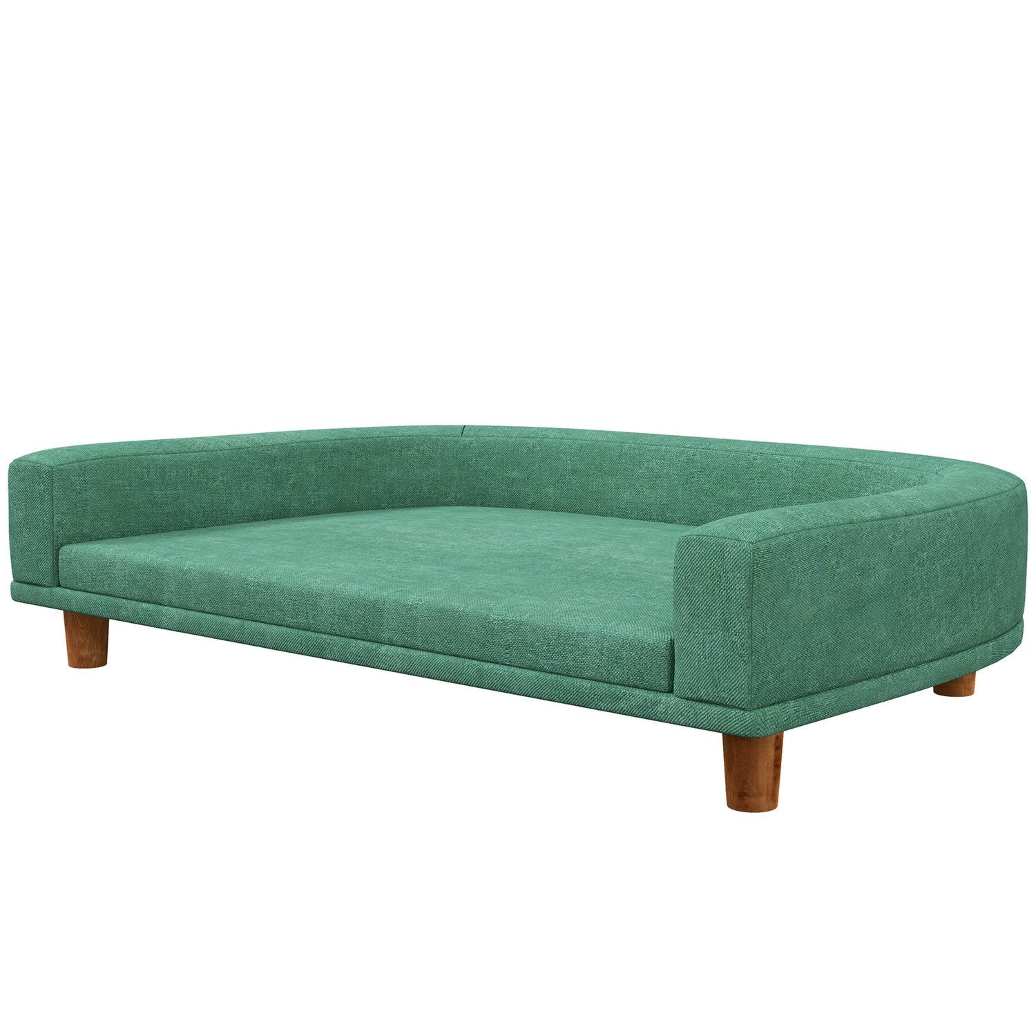 Hundesofa Komfortabel kjæledyrsofa med pute, ideell for store hunder, forhøyet design, treben, grønn, 98X67X25cm