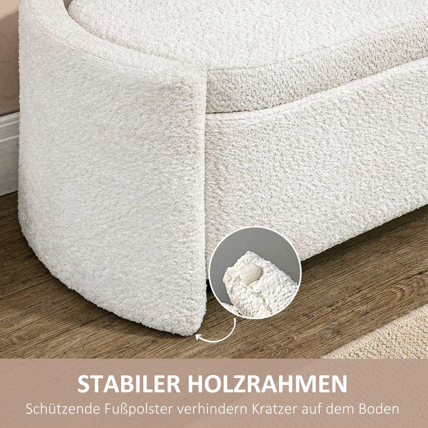 Cream Velvet Förvaringsbänk med lock – 105 x 44 x 45,5 cm