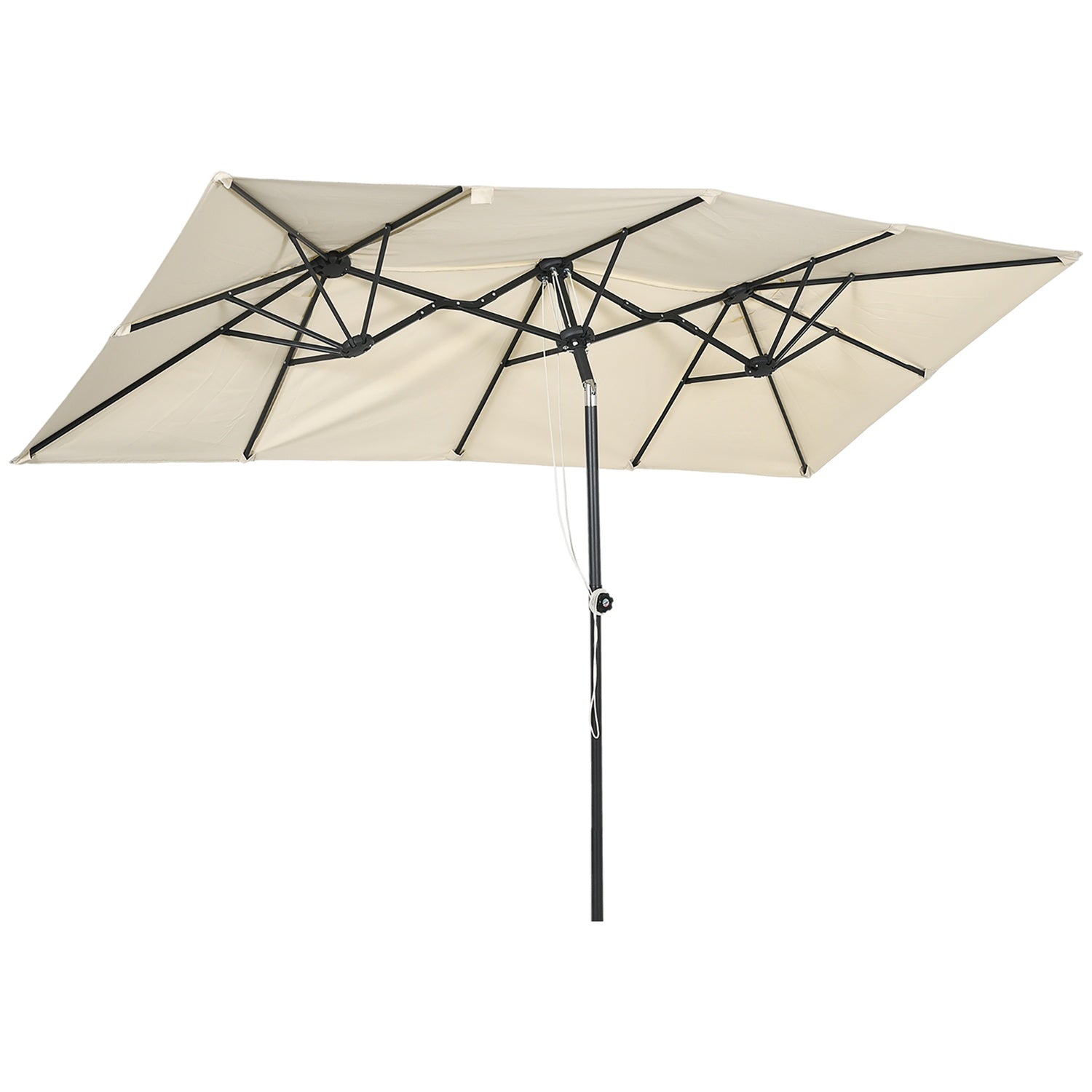 Cream utomhusdubbelparasoll – Justerbar lutning, 150x295cm