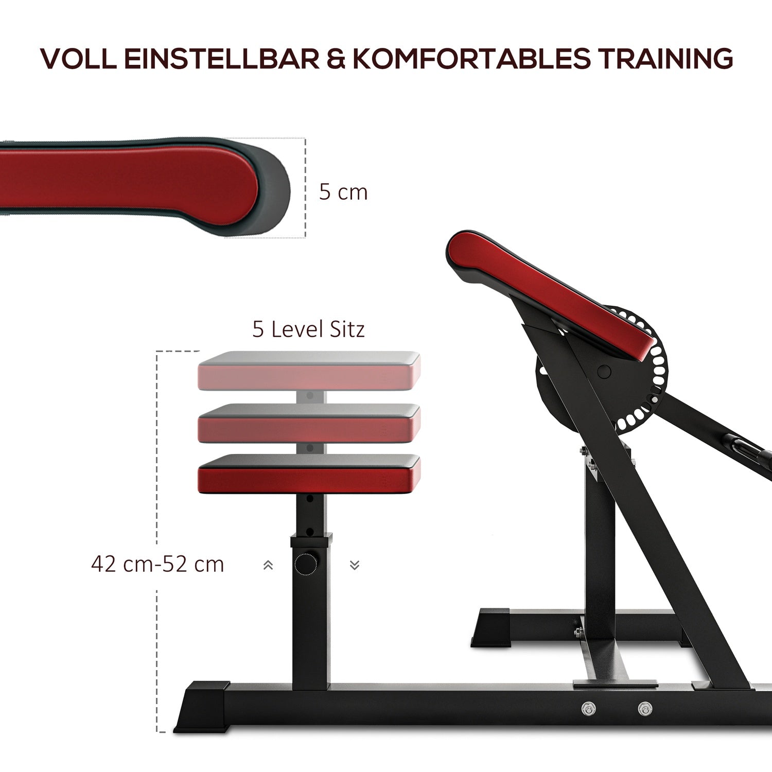 Curlbänk & tricepsförlängning, 5 sätesjusteringar, 25 vinklar, stål & syntetiskt läder, svart