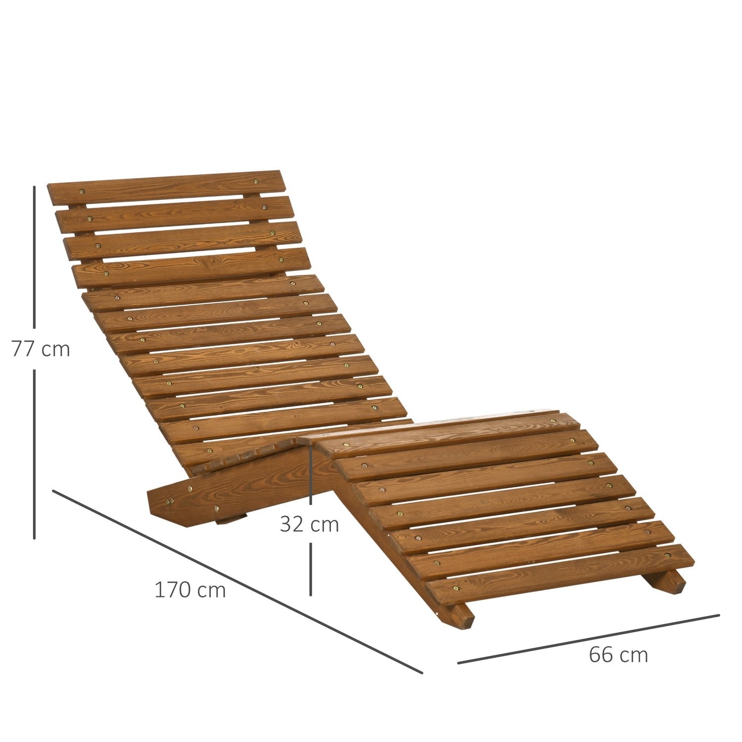 Dekkstol, fluktstol, hagestol, slappe stol for basseng, balkong, opptil 120 kg, heltre, teak, 66X170X77Cm