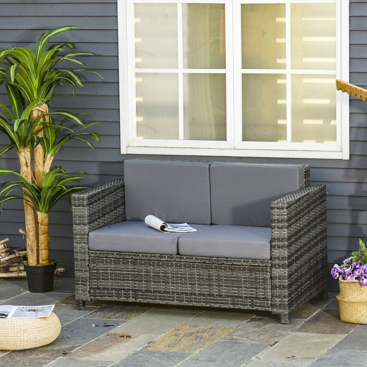 Pute, metall og polyester, 130x70x80 cm, for terrasse og balkong