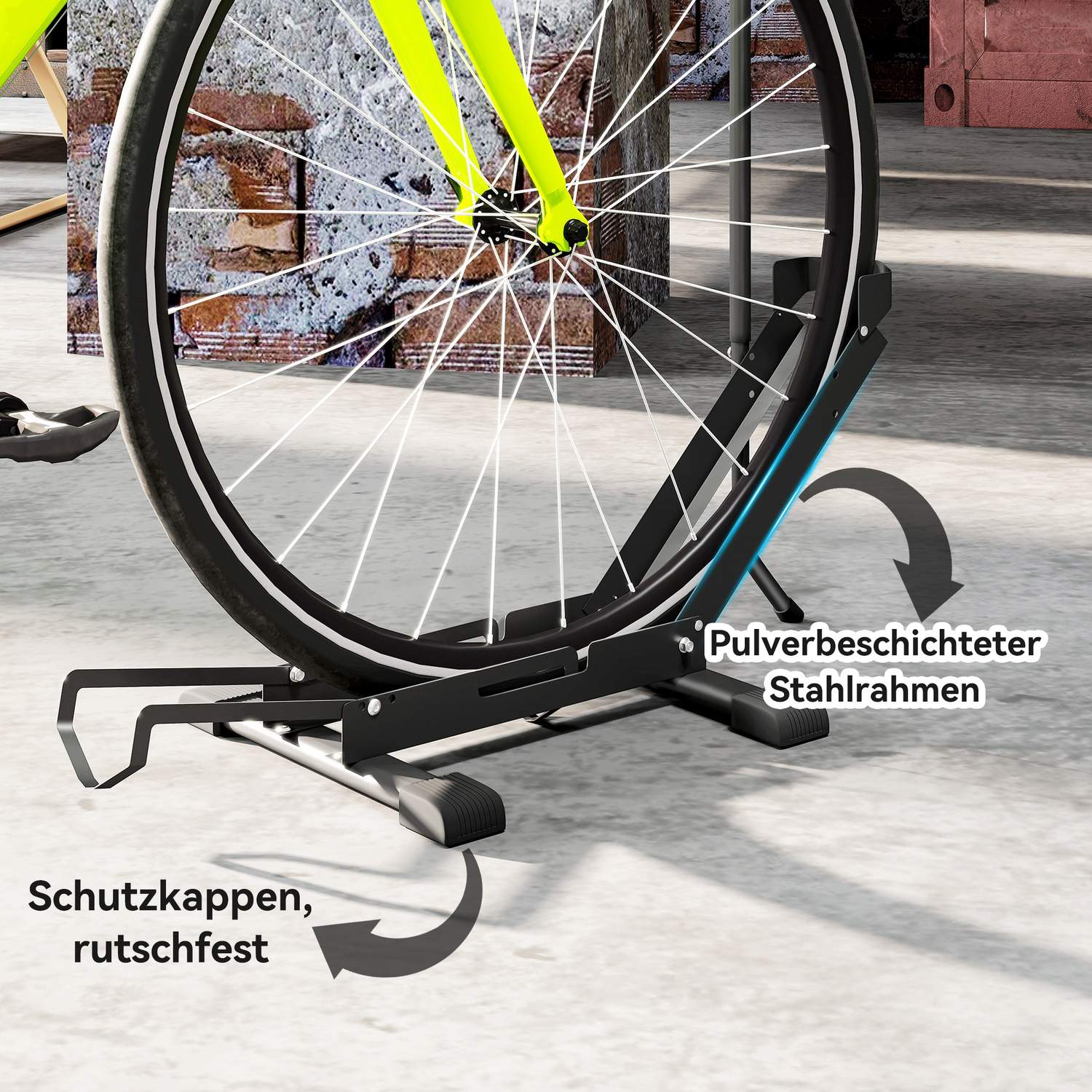 Cykelställ för cyklar cykelhållare i stål med 80 mm däckbredd 75 x 41 x 81H cm svart