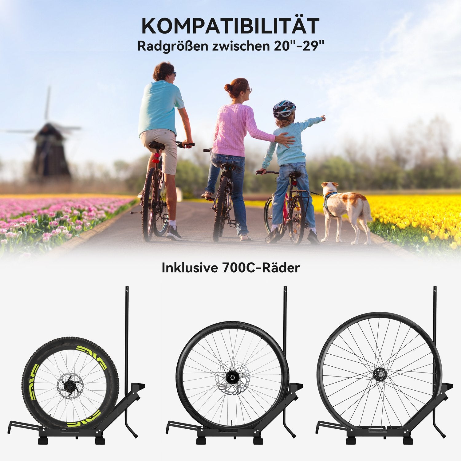Cykelställ för cyklar cykelhållare i stål med 80 mm däckbredd 75 x 41 x 81H cm svart