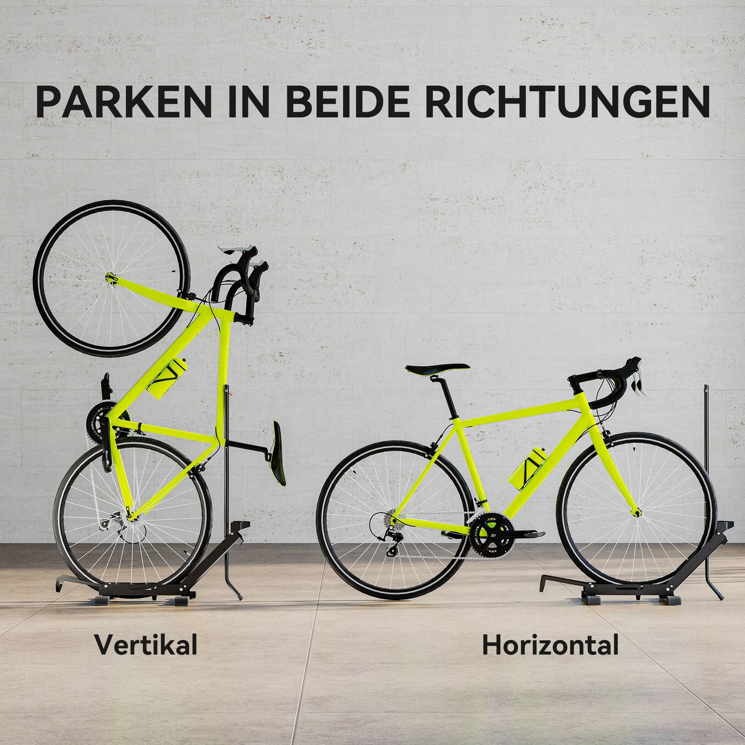 Cykelställ för cyklar cykelhållare i stål med 80 mm däckbredd 75 x 41 x 81H cm svart