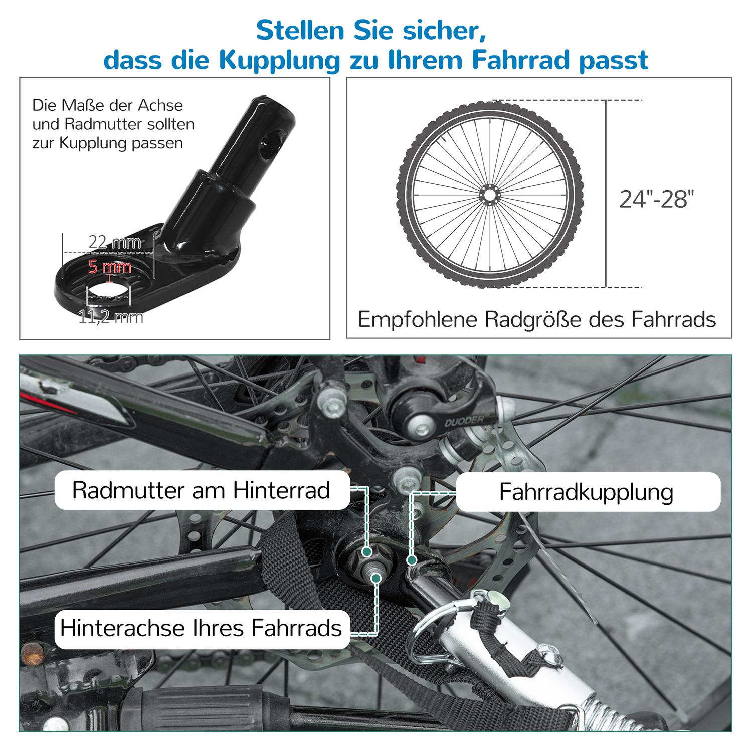 Cykelsläp & barnvagn, 360° svängbar, stålram, blå/svart