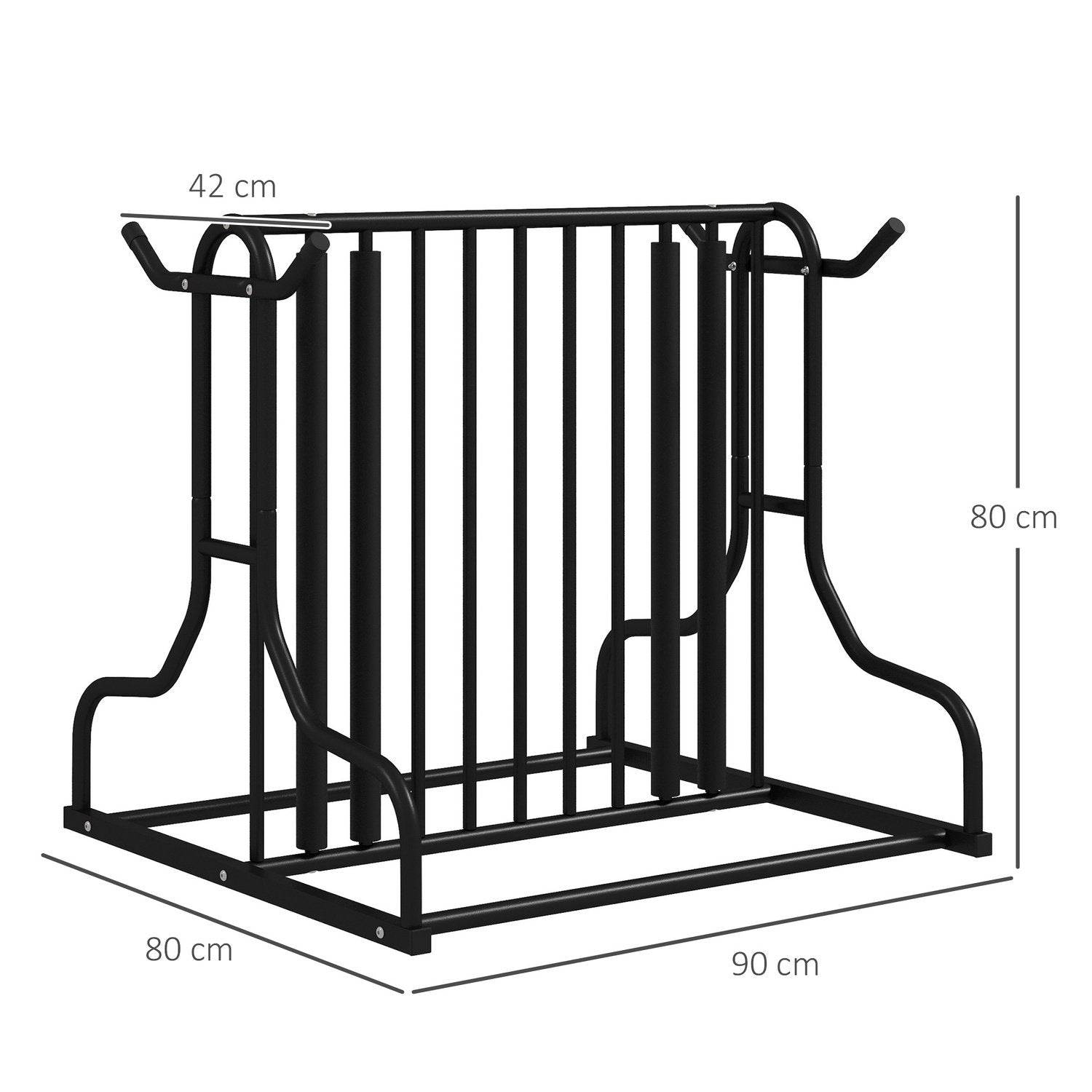 Cykelställ, Multipelställ, Väderbeständigt, För Upp Till 4 Cyklar, På Båda Sidor, Stål, Svart, 90X80X80Cm