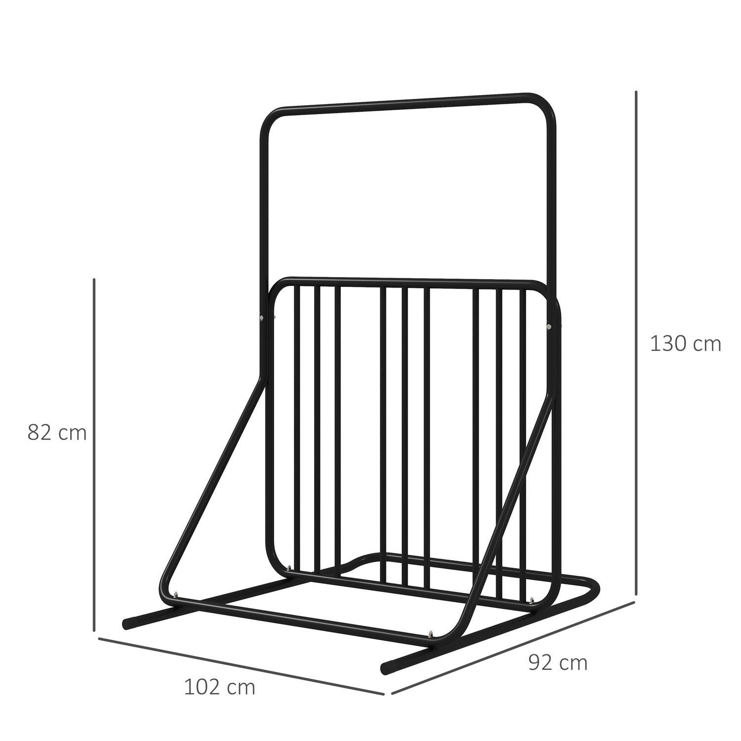 Sykkelstativ med håndtak, flere stativer på begge sider, værbestandig, opptil 4 sykler, stål, svart, 102X92X130Cm