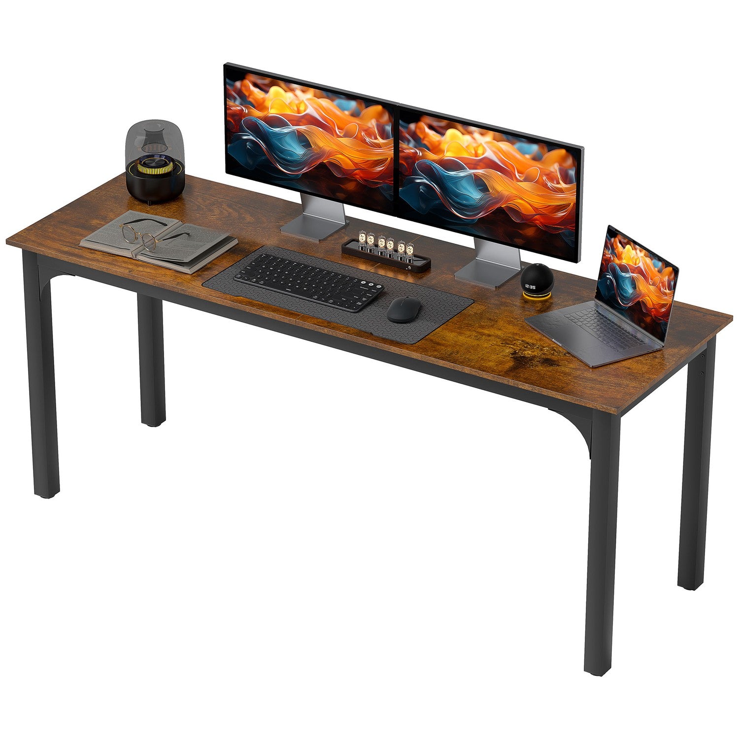 Datorbord, rustik brun, rymlig design, spånskiva