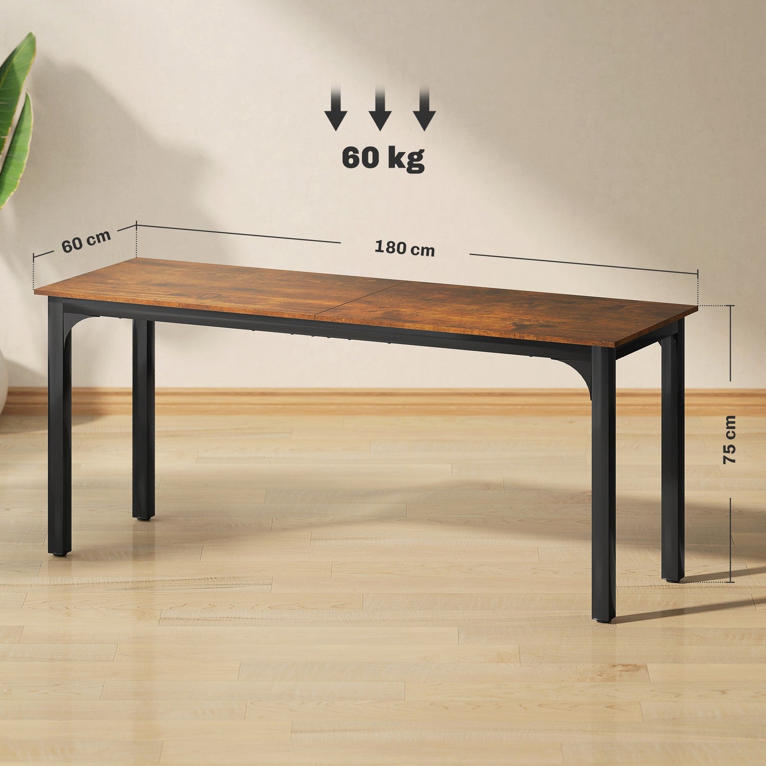 Datorbord, rustik brun, rymlig design, spånskiva