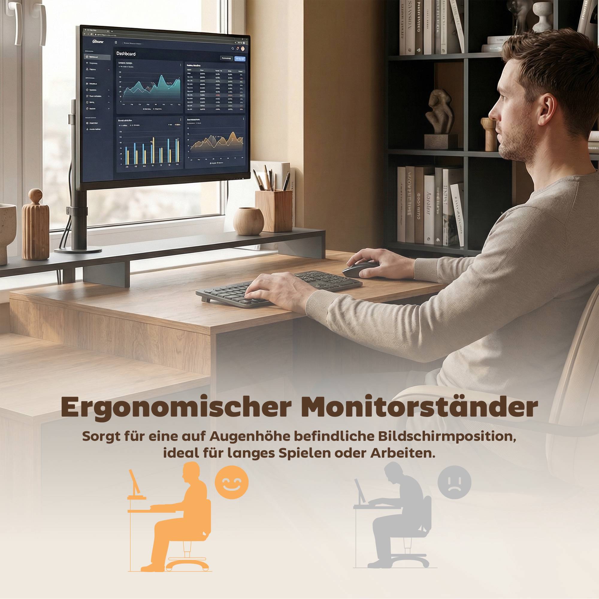 Datorskrivbord med förvaring och hyllor, 140 cm ek