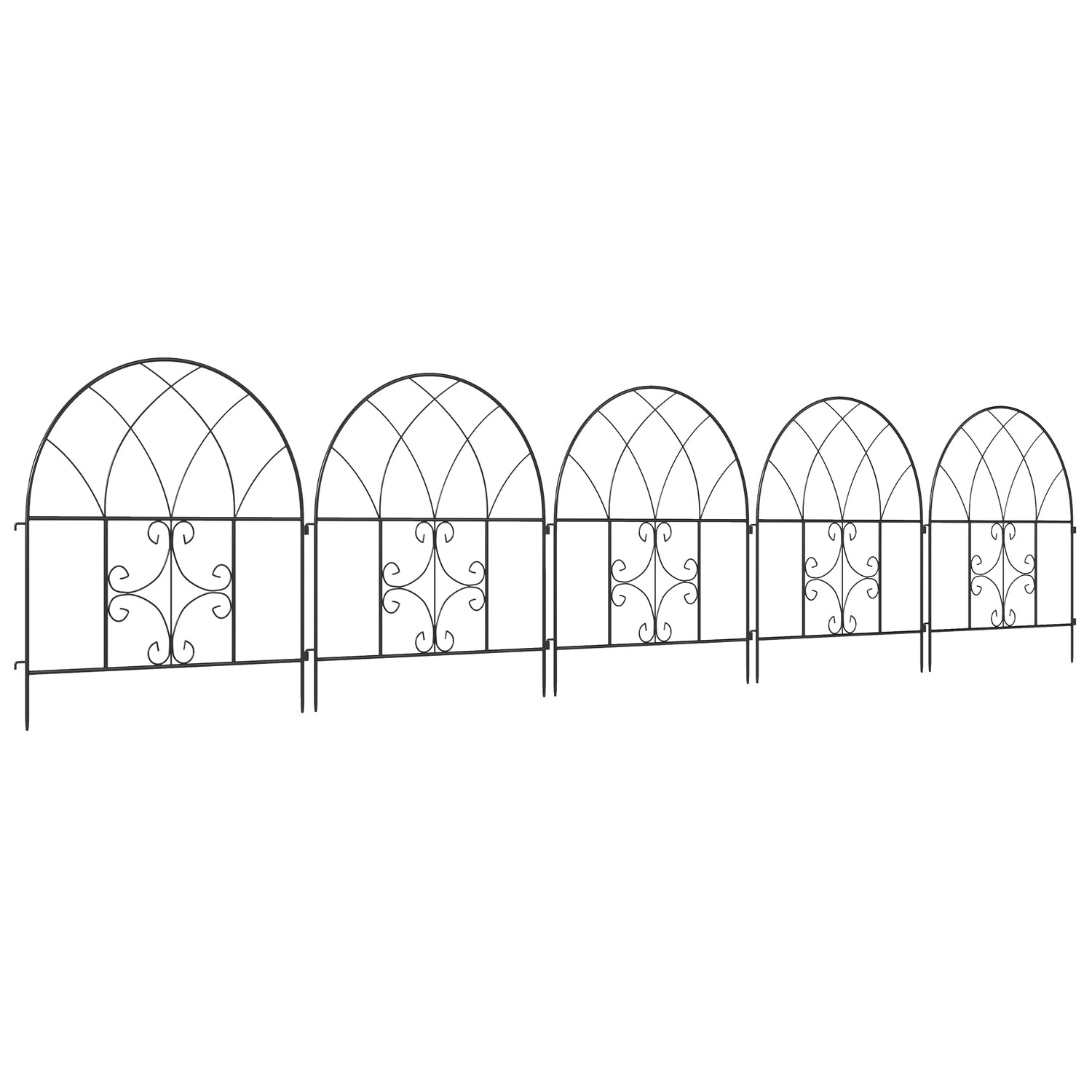 Dekorativt trädgårdsstaket i stål, 300x70 cm, svart nät