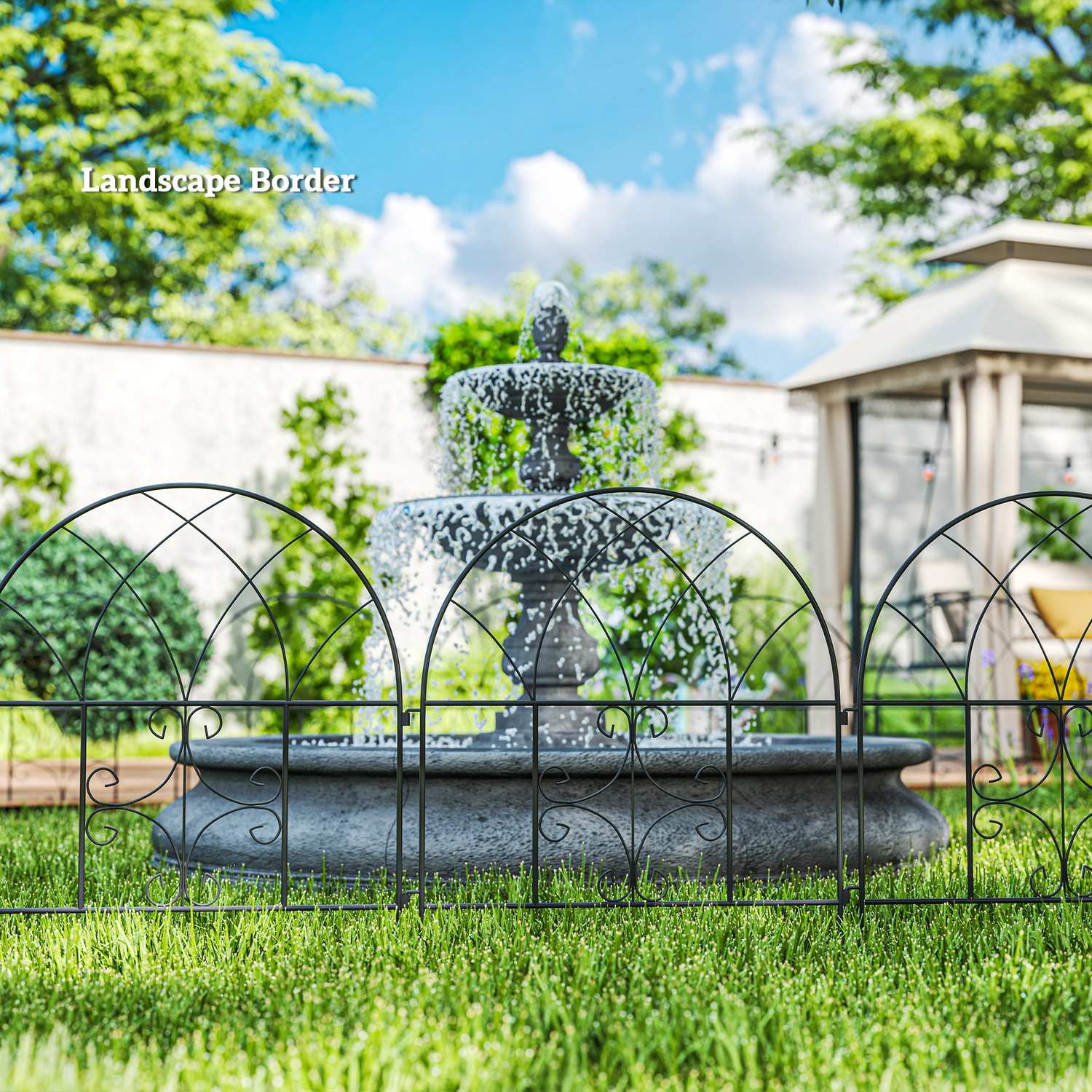 Dekorativt trädgårdsstaket i stål, 300x70 cm, svart nät