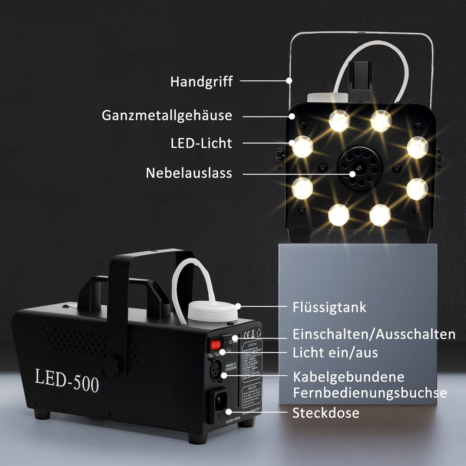 Dimmaskin 450W med 13 LED-ljus för evenemang