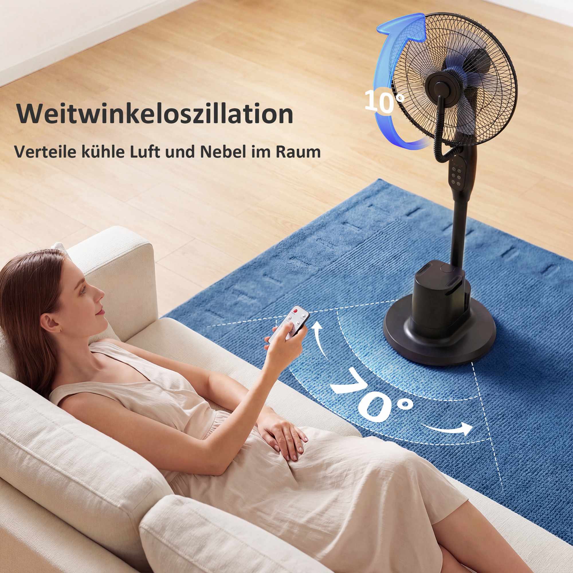 Dimningsfläkt, 70° oscillation, 3 hastigheter, 3,5 liters tank
