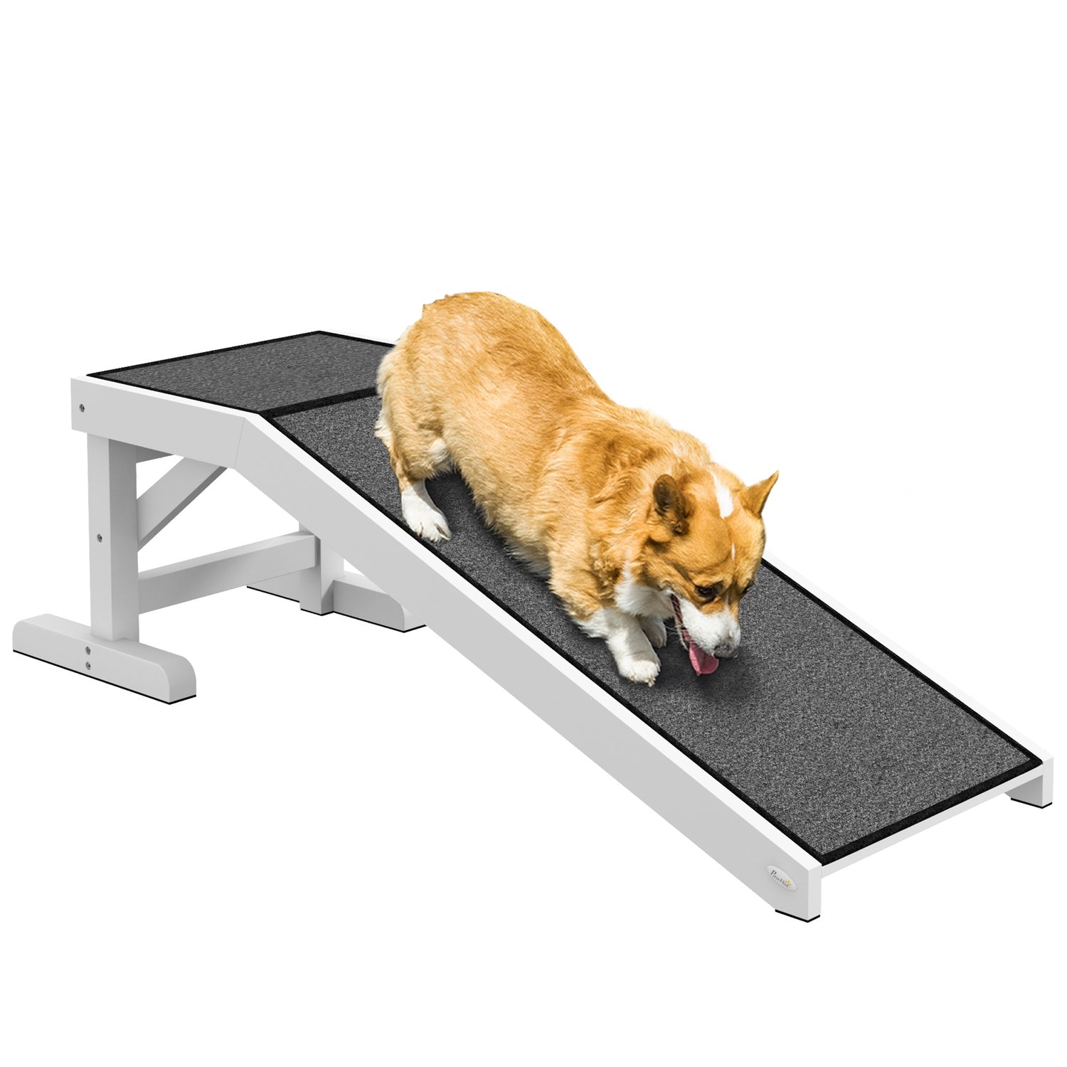 Hundramp med halkfri matta, furu, 30 kg kapacitet