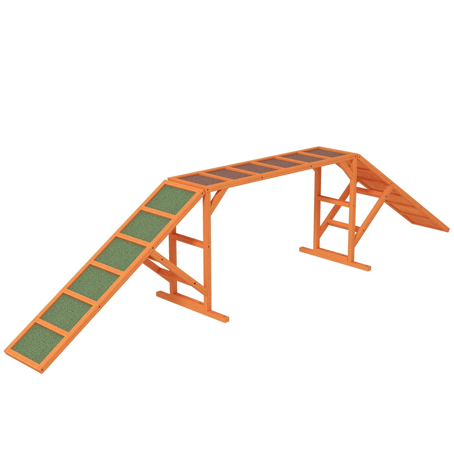 Dog Agility Bridge med Safety Bar, Halkfri, 325 cm, Orange