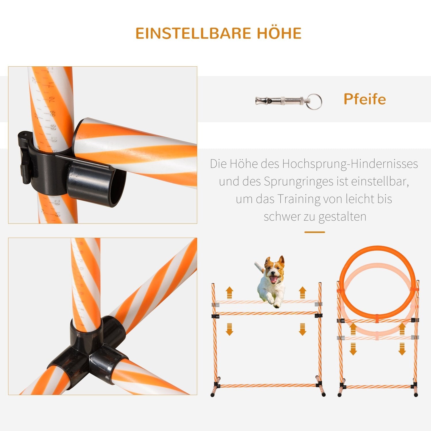 Dog Agility Set Hundetreningssett med hundetunneltrening for kjæledyr Inkluderer veske Lett å bære Plast Polyester Oransje＋Hvit