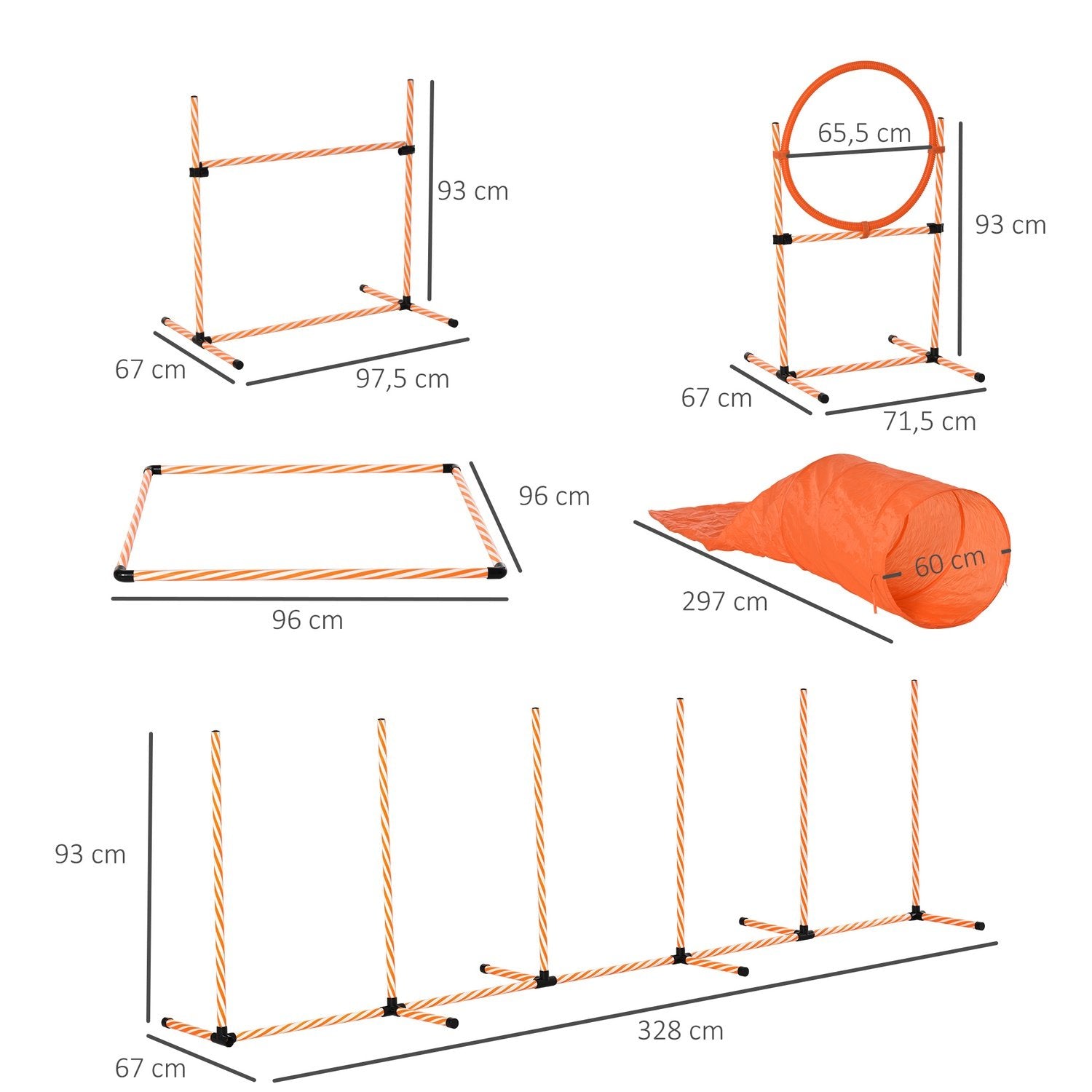 Dog Agility Set Hundetreningssett med hundetunneltrening for kjæledyr Inkluderer veske Lett å bære Plast Polyester Oransje＋Hvit