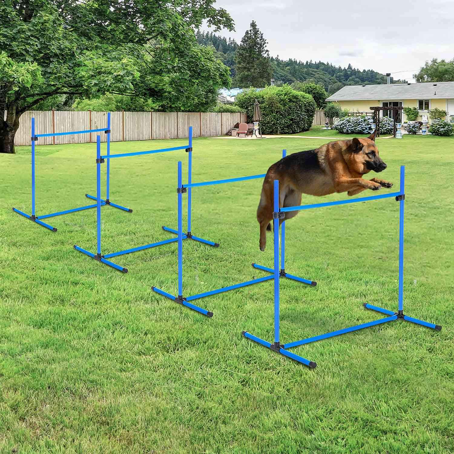 Agility Häckset Slalomstänger Hundträningsset 4 X Häck, Plast, Blå, 99X65X94Cm