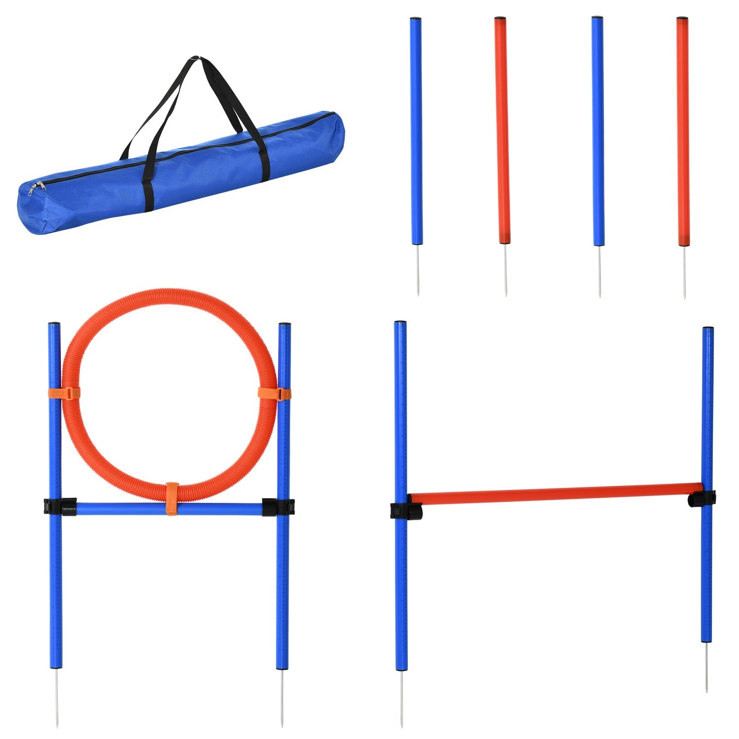 Dog Agility Exercise Set, 3-i-1 träningssats, blå/röd