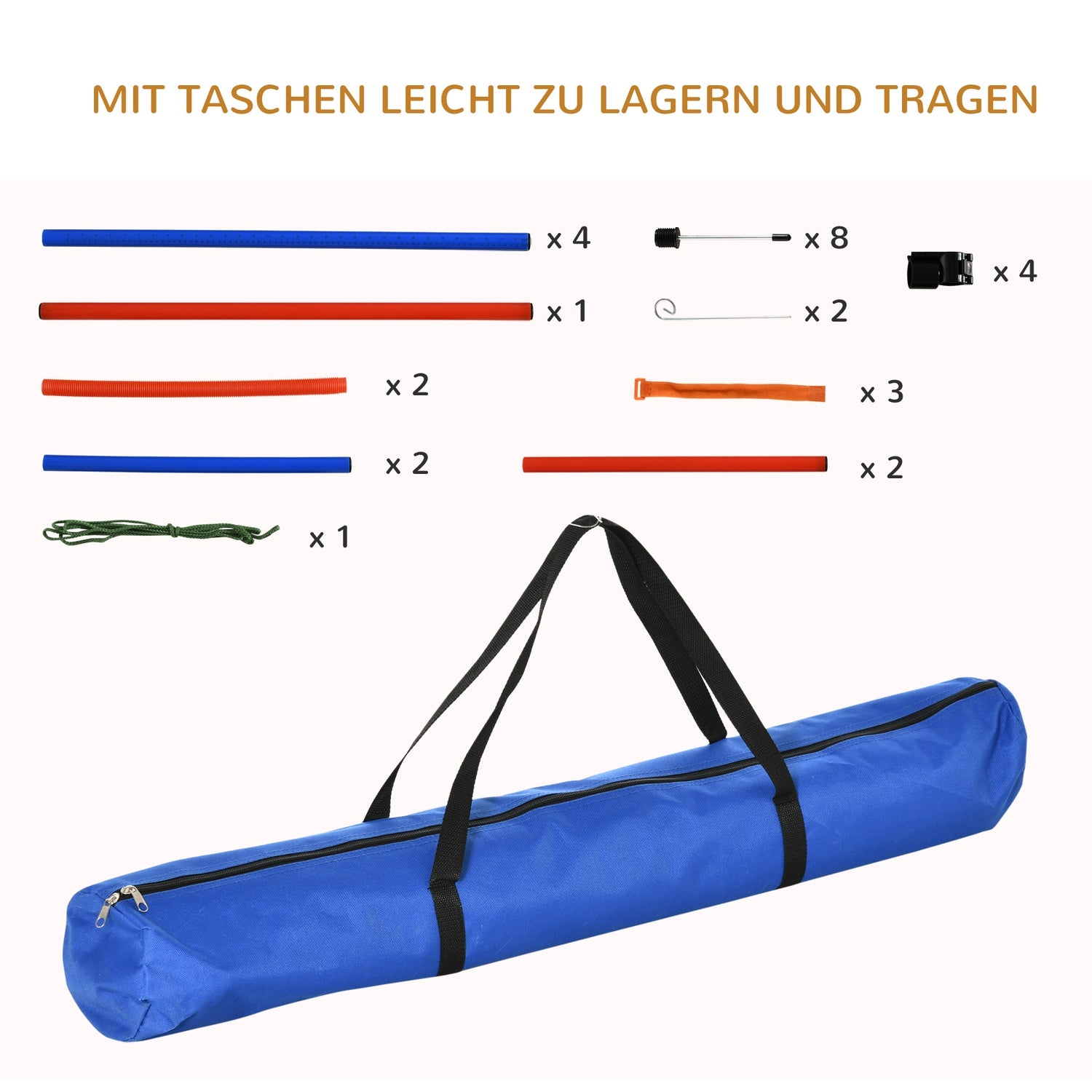 Dog Agility Exercise Set, 3-i-1 träningssats, blå/röd