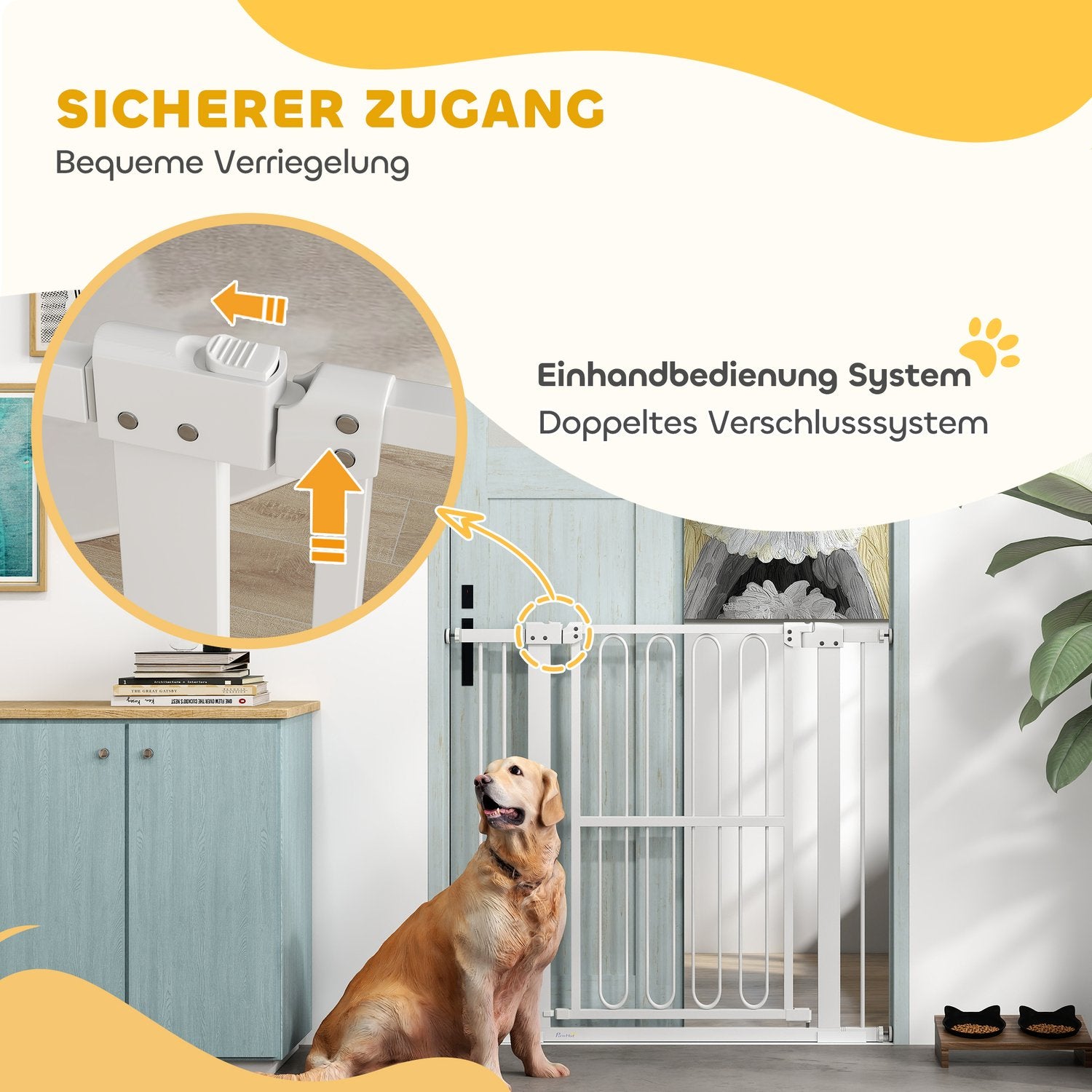 Dog Door Gate, 76-104 cm, No-Drill, Låsbar, Stål